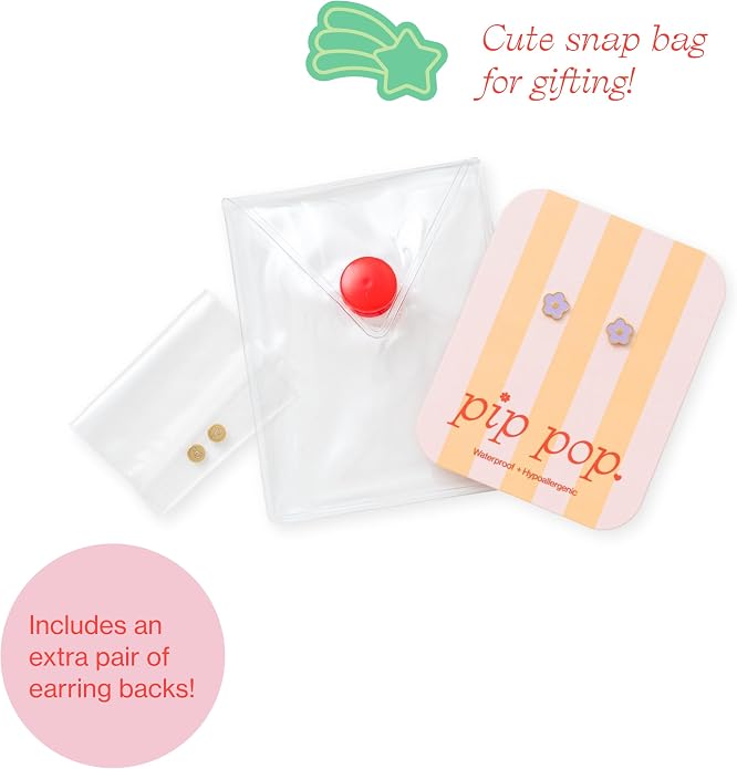 Colorful Stud Earrings - Gold, hypoallergenic, flat back earrings, all-day comfort for sensitive ears
