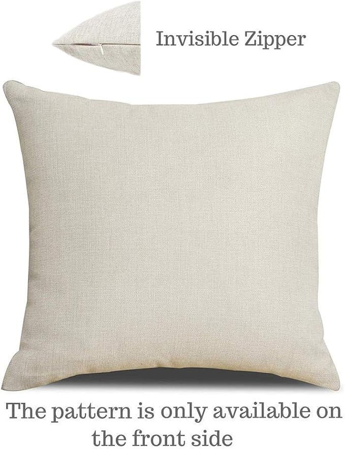 Farmhouse Pillow Covers Family Throw Pillow Case Our Happy Place Home This is Us Quote Cushion Cover for Couch Sofa Cotton Linen 18x18 Set of 4 Housewarming Gifts