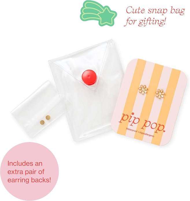 Colorful Stud Earrings - Gold, hypoallergenic, flat back earrings, all-day comfort for sensitive ears