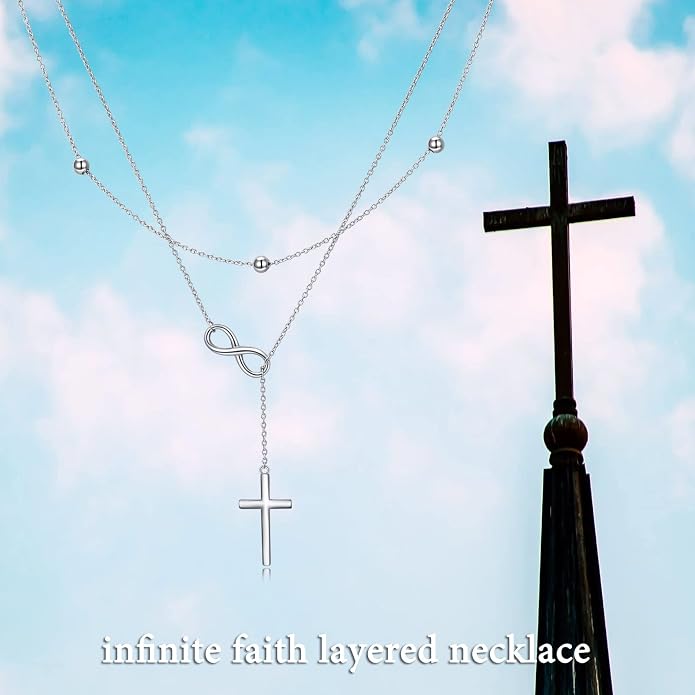 MONGAS Tree of Life/Infinity Cross/Lock and Key/Lotus/Hamsa/Horse/Strawberry/Opal/Lariat/Dragonfly/Heart/Violin Layered Necklace Sterling Silver for Women