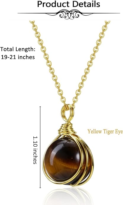 Top Plaza Amethyst Crystal Necklaces for Women Lucky Round Stone Wired Wrap Natural Healing Gemstone Pendant Purple Necklace Protection Jewelry Christmas Gift