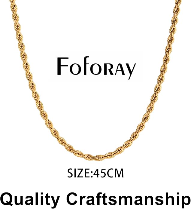 Gold Herringbone Necklace For Women - Rope Chork,Flat Snake Chain Necklaces in 18K Gold & White Gold Plated Tone - Simple Daily Jewelry-Tarnish Free-16-18in