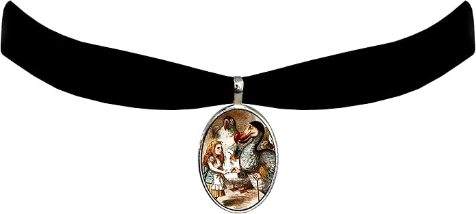 Victorian Vault Alice in Wonderland Black Velvet Choker Steampunk Gothic Pendant Necklace