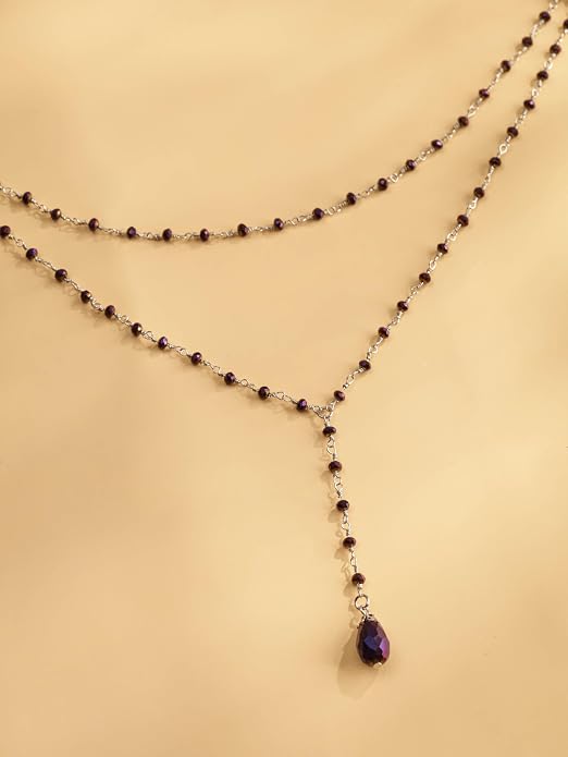 Sacina Gothic Layered Black Red Choker, Dainty Y Necklace, Bead teardrop Choker, Gothic Goth Necklace, Christmas Jewelry Gift for Women