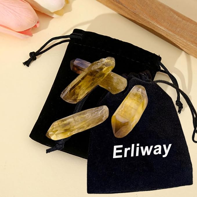 Erliway 0.22 lbs Smoky Citrine Quartz Crystals Bulk, 1.6-3.94" Raw Citrine Crystal Wands, Irregular Shape Rough Quartz Crystal Points for Meditation Yoga Reiki Balancing Wire Wrapping