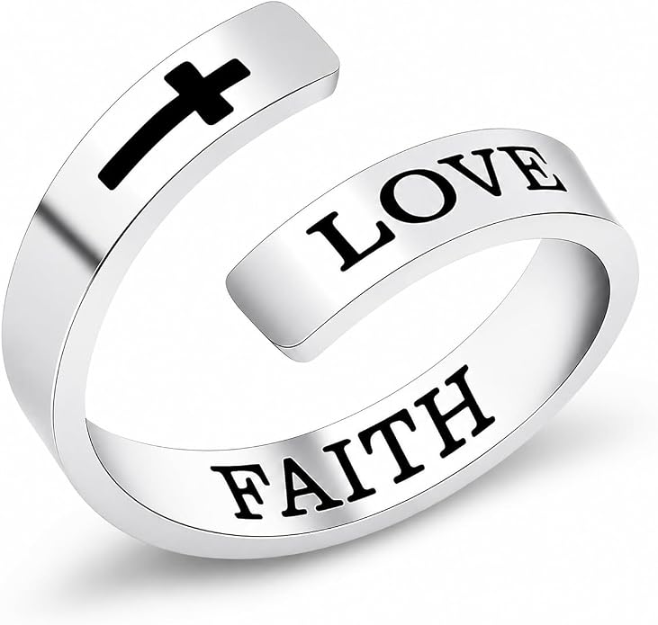 Uloveido Adjustable Inspirational Flying Dandelion Double Stainless Steel Freedom Ring Bands Cool Stacking Gift for Women, Engraving Rings Motivational Gift Y2004
