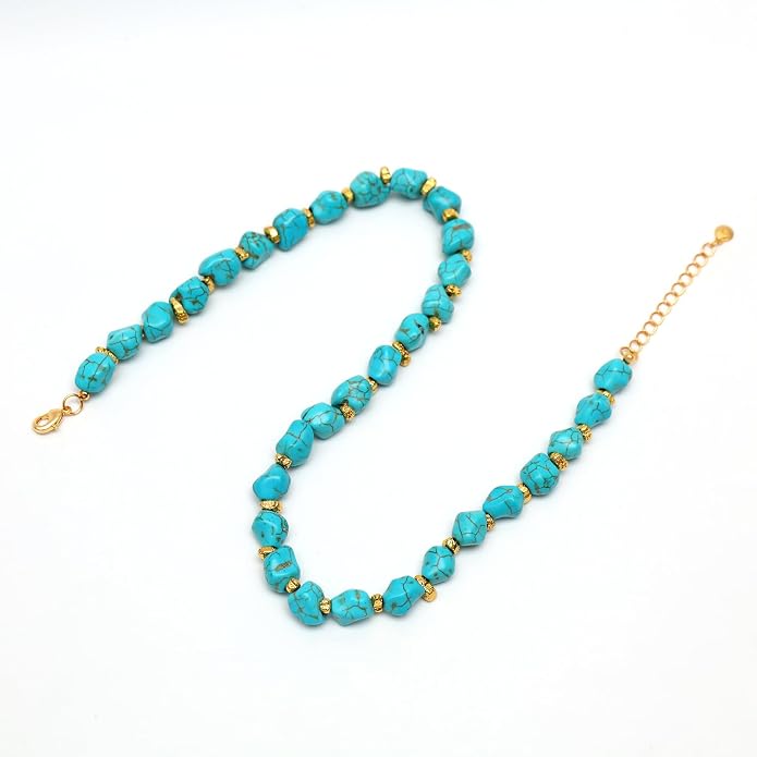 14K Gold Plated Paper Clip Chain Link Necklace Satellite Cross Key Starfish Turquoise Heart Necklace for Women