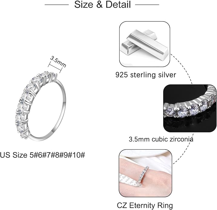 Helonley S925 Sterling Silver Birthstone Stackable Rings for Women Mother with Cubic zirconium Mom Ring Mother's Day Jewelry Gifts for Wife