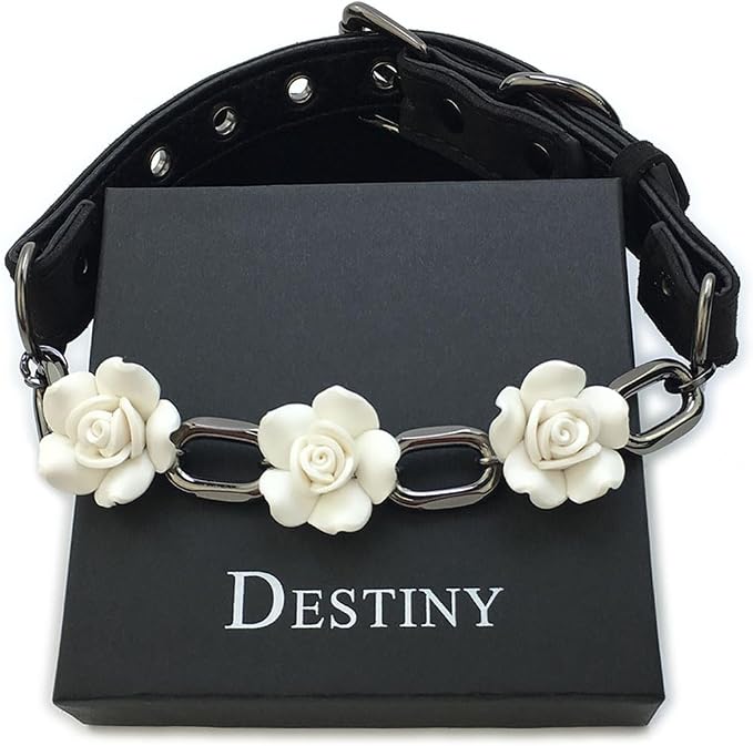 Destiny Love Handmade Rose Flower Choker Collar Necklace Velvet Necklace with Box for Women and Men