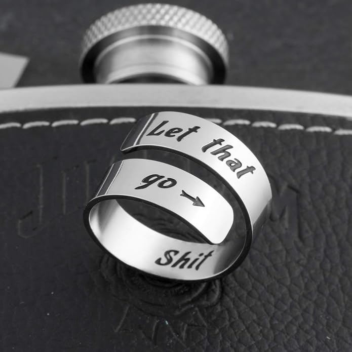 Inspirational Motivational Adjustable Ring Personalized Stainless Steel Spiral Wrap Twist Rings Encouragement Statement Graduation Jewelry Birthday Gifts for Women Teengirls.