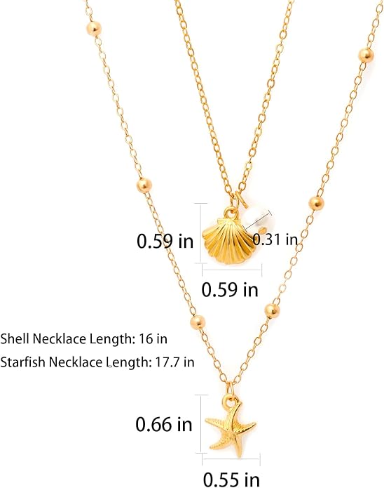 14K Gold Plated Paper Clip Chain Link Necklace Satellite Cross Key Starfish Turquoise Heart Necklace for Women