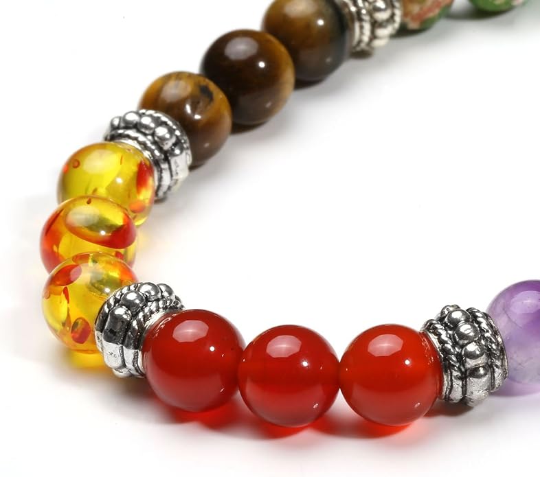 Eigso 7 Chakra Diffuser Bracelets Set for Women Men Reiki Healing Meditation Lava Rock Stone Beads