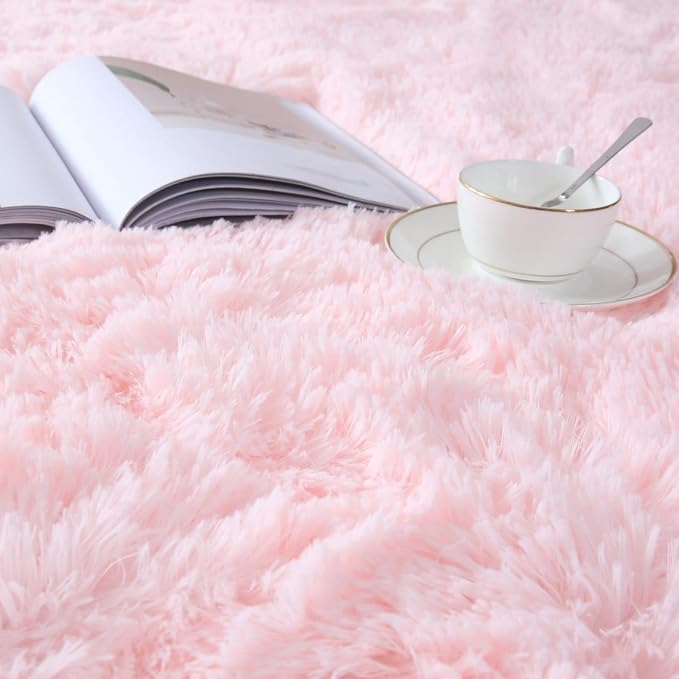 Pink Rug for Girls Bedroom 3x5 - Fluffy Soft Carpet for Bedside | Cotton-Candy Soft - Dense Microfiber Pile Kids Love To Roll And Play On - Perfect For Bare Feet And All-Day Floor Play