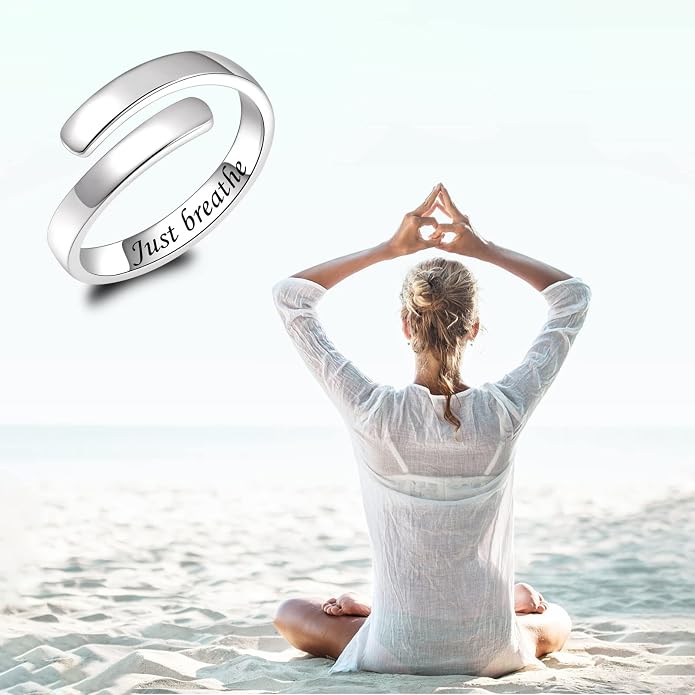 BEILIN 925 Sterling Silver Inspirational Jewelry Rings Adjustable Ring Personality Encouragement Gift for Teens Women