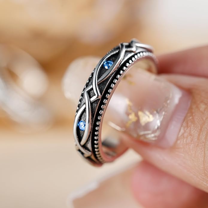 LYTTMAB S925 Sterling Silver Spinner Ring for Anxiety Women Men