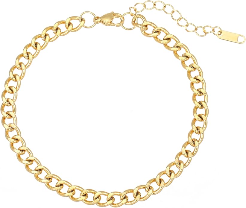Dainty Ankle Bracelets for Women 18K Gold Plated Satellite Beaded Herringbone Lip Chain Anklets Simple Minimalist Summer Beach Foot Jewelry Christmas Gifts