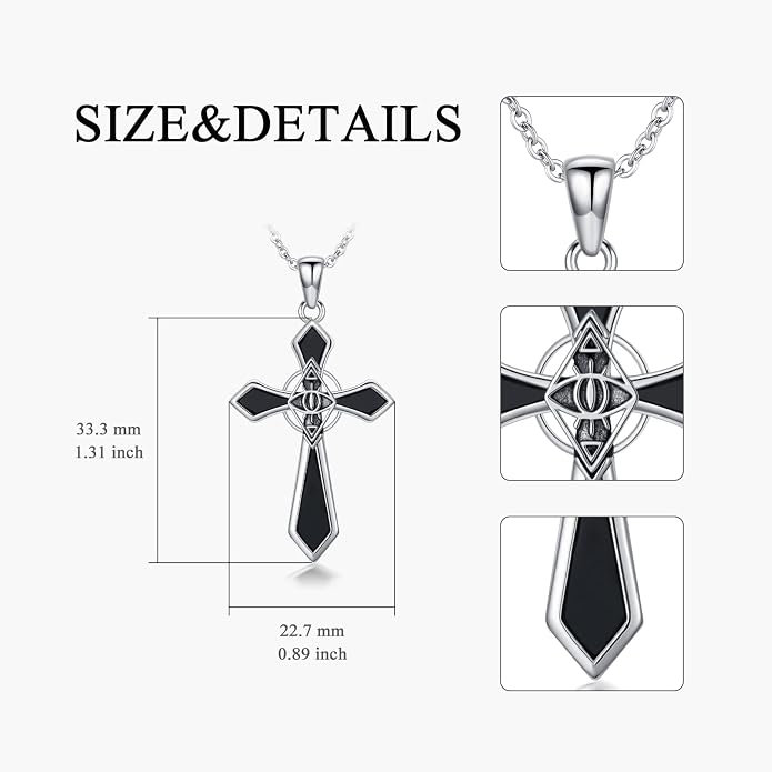 Cross Necklace for Women 925 Sterling Silver Crucifix Pendant Christian Cross Jewelry for Women Men