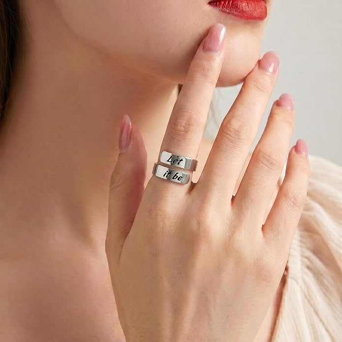 Inspirational Motivational Adjustable Ring Personalized Stainless Steel Spiral Wrap Twist Rings Encouragement Statement Graduation Jewelry Birthday Gifts for Women Teengirls.