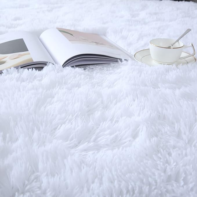 White Area Rug 10x14 for Living Room - Large Soft Shag Non-Slip Carpet | Cloud-Soft Comfort: Microfiber Memory Foam Layers Cradle Every Step - Cozy Warmth Your Whole Family Will Sink Into Daily