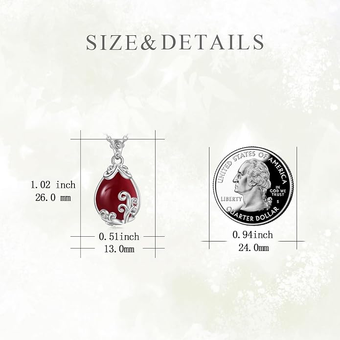 POPLYKE Sterling Silver Gemstone Teardrop Pendant Necklace Crystal Jewelry for Women