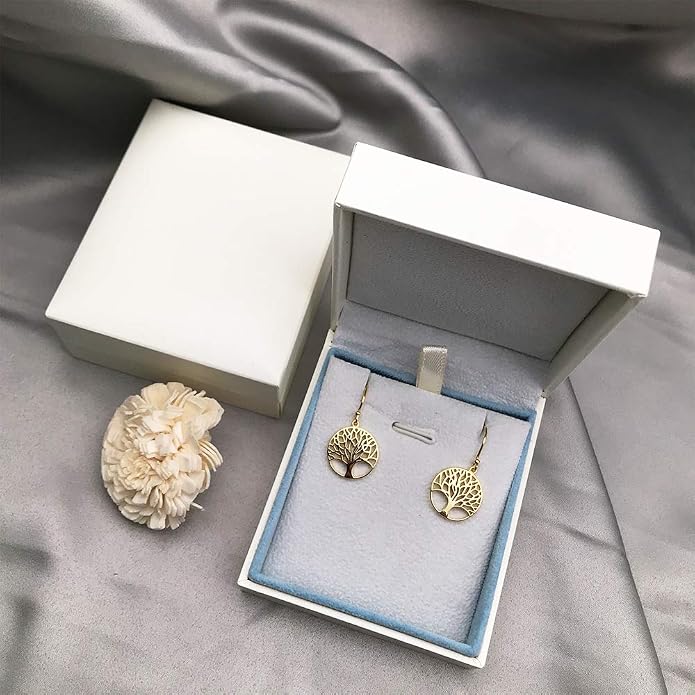 AGVANA Gold Plated Sterling Silver Tree of Life Pendant Necklace Earrings for Women Dainty Family Tree Jewelry for Her Anniversary Birthday Gifts for Mom Wife Lover Grandma Her, 16+2 Inches