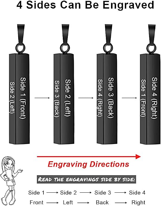 Love Jewelry Personalized Couple Stainless Steel Necklace Engraved Initial Name Vertical Bar Necklace Birthday Gift