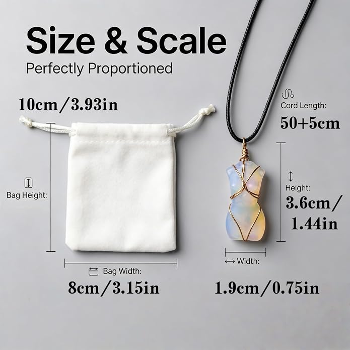 Handcrafted Natural Stone Female Form Pendant Necklace High Color Retention Copper Wire Wrapped Crystal Body Silhouette Jewelry for Women Unique Natural Stone Gift