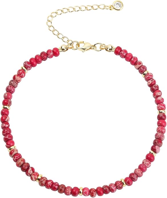 Natural Stone Beaded Anklets Bracelets for Women Handmade Beaded Anklet Bracelet Waterproof Boho Beads Ankle Bracelet Adjustable Summer Jewelry
