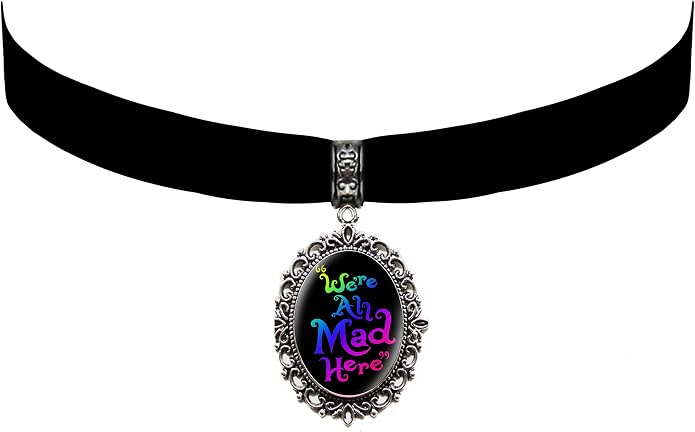 Victorian Vault Alice in Wonderland Black Velvet Choker Steampunk Gothic Pendant Necklace