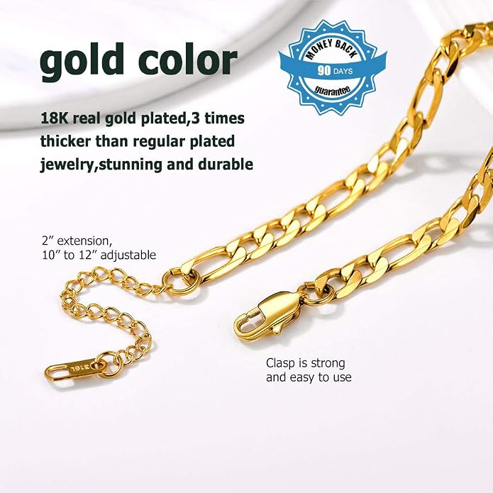 PROSTEEL Gold/Silver Anklets for Women Waterproof, 14K Gold Plated Ankle Bracelet Non Tarnish, Jewelry Gifts Adjustable