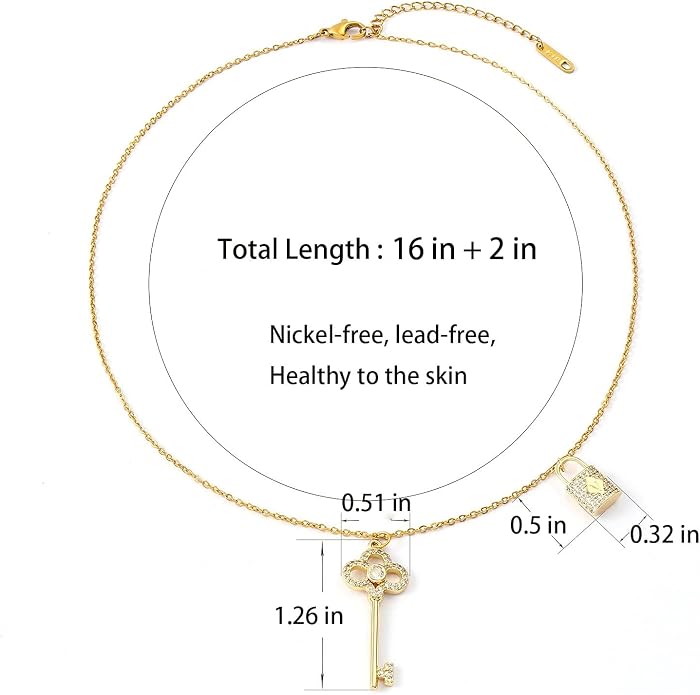 14K Gold Plated Paper Clip Chain Link Necklace Satellite Cross Key Starfish Turquoise Heart Necklace for Women