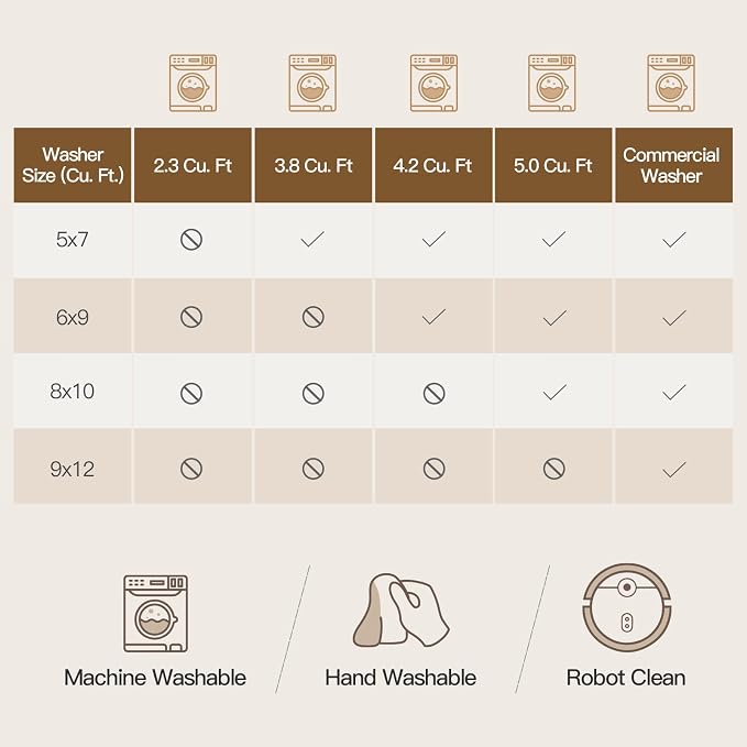 Lofus 8x10 Area Rug for Living Room,Brown Washable Large Rugs with Non-Slip Backing,Soft Neutral Carpets for Bedroom Dining Room Home Office Indoor Nursery