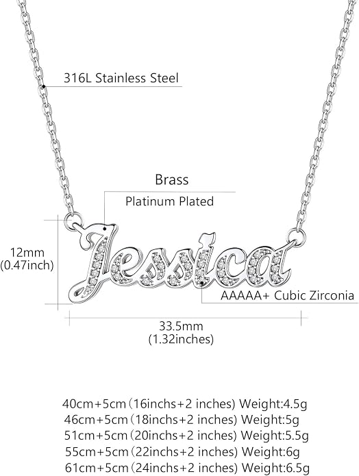Custom4U Custom Name Necklace for Women, Personalized 1-5 Name Necklace, Sterling Silver/Stainless Steel 14K Gold Plated Nameplate Necklaces, Gift for Mom Wife Anniversary Birthday with Box