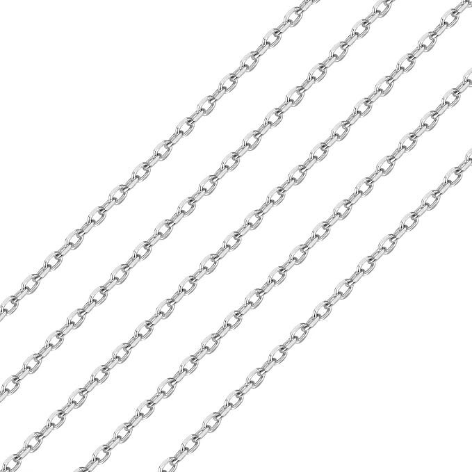 Elecrelive 925 Sterling Silver Cable Chain 3.28 Feet Unwelded Necklace Chains with Jewelry Cleaning Cloth Velvet Storage Bag for Men Women Jewelry Chain DIY Making