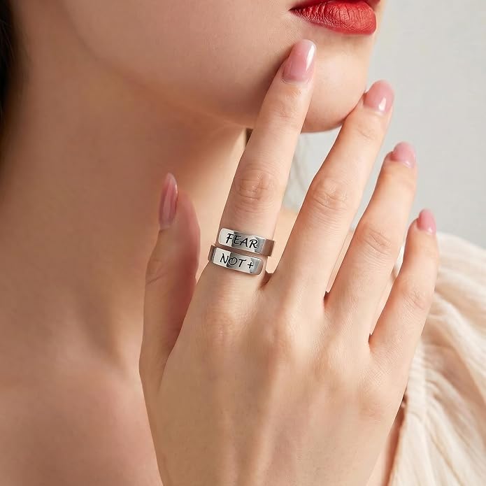 Inspirational Motivational Adjustable Ring Personalized Stainless Steel Spiral Wrap Twist Rings Encouragement Statement Graduation Jewelry Birthday Gifts for Women Teengirls.