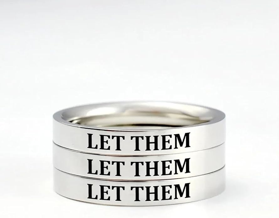 Let Them Band Ring for Women Men, Self Worth Motivation Ring Stainless Steel Engraving Stackable Rings Inspirational Friendship Gift Jewelry for Sorority Sisters Best Friends