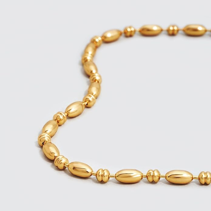 Dremmy Studios Dainty Gold Choker Necklace for Women 14K Gold Plated Coin Disc Figaro Layered Beaded Flat Mariner Sideways Cross Wishbone Link Clavicle Necklaces
