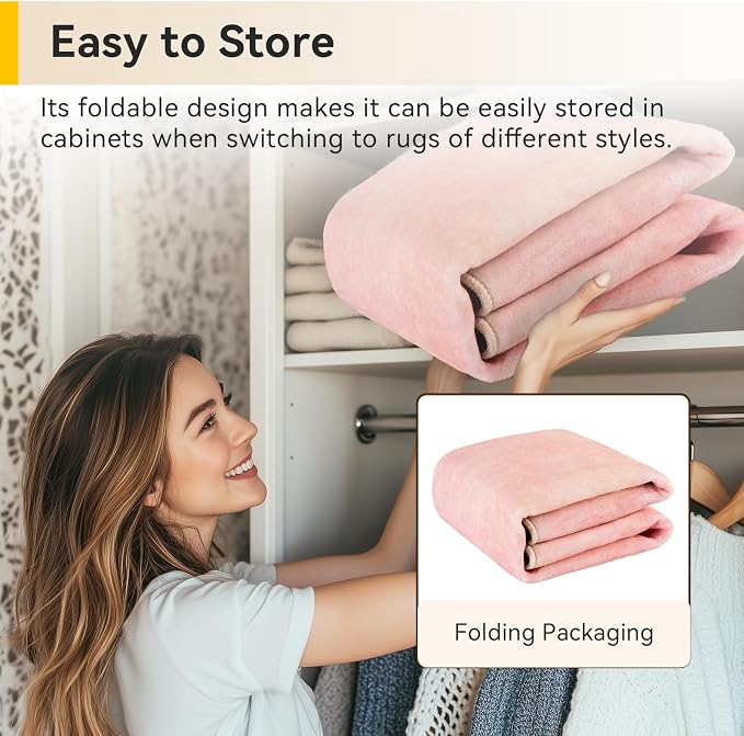 RELEANY Washable Area Rugs 8'x10' Non-Slip Modern Abstract Soft for Living Room Entryway Bedroom Kitchen, Print Pattern, Light Pink