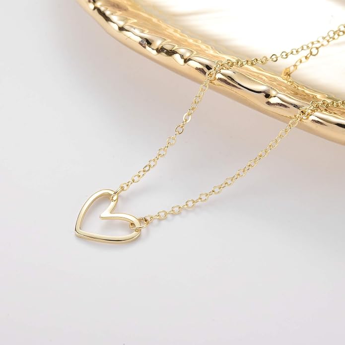 Tiny Gold Heart Choker Necklace,Dainty Cute Initial Heart Pendant Necklace,Rose Necklace,Layered Heart Necklaces for Women,Christmas Gift