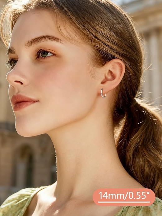 FaithHeart 925 Sterling Silver Huggie Hoop Earrings, Small Hoop Earring for Women, Silver/14K Gold/Black/Rose Gold Hypoallergenic Cartilage Earrings for Women 8/10/12/14/16/18/20mm
