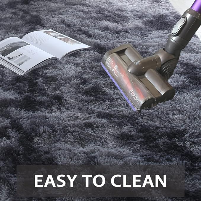 CAIYUECS Shag Area Rug,Indoor Ultra Soft Fluffy Plush Rugs for Bedroom Living Room, Non-Skid Modern Nursery Faux Fur Rugs for Kids Room Home Decor (Tie-Dyed Dark Gray, 3x5 Feet) | Sink-In Soft Underfoot - Dense Microfiber Shag Feels Like Cotton Barefoo...