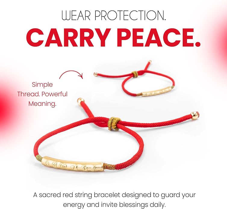 Buddha & Karma Tibetan Red String Bracelet - Handmade Buddhist Lucky Charm for Protection, Good Fortune & Positive Energy - Spiritual Bracelet for Men & Women - Adjustable Bracelets for Daily Wear