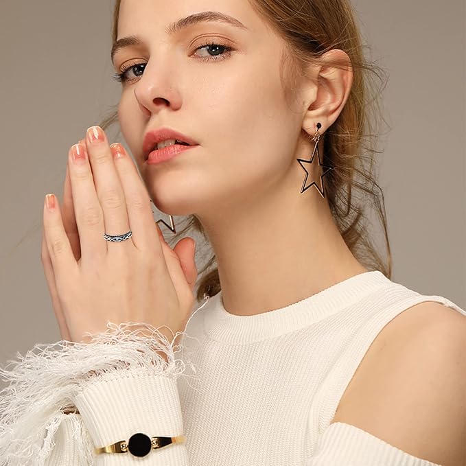 Fidget Ring Spinner Ring for Anxiety Women Men Daughter Real S925 Sterling Silver Fidget Ring