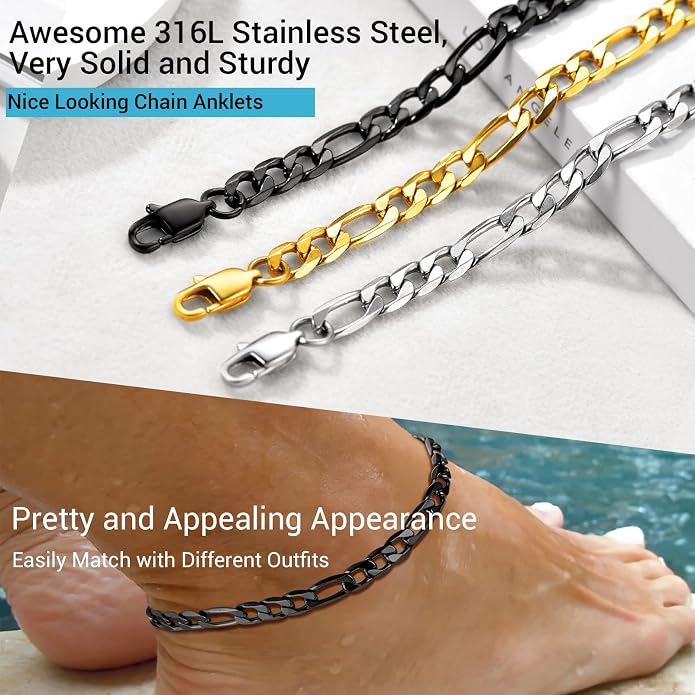 PROSTEEL Gold/Silver Anklets for Women Waterproof, 14K Gold Plated Ankle Bracelet Non Tarnish, Jewelry Gifts Adjustable