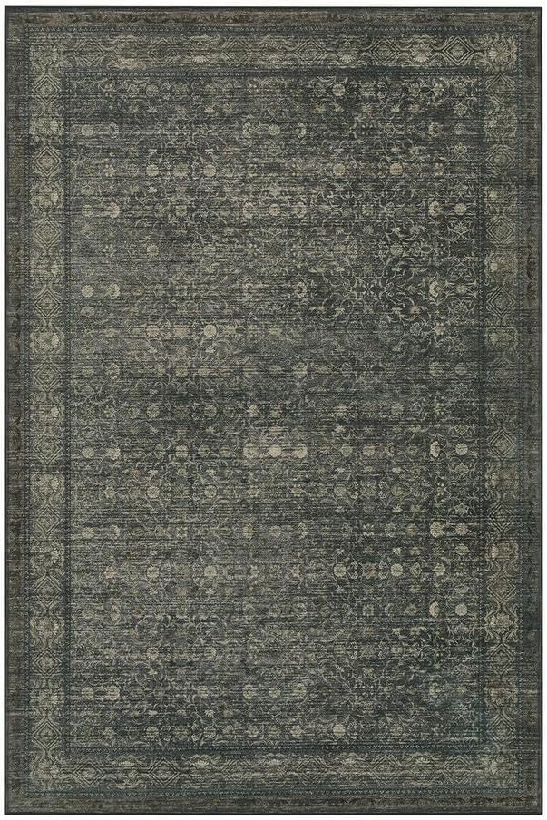 10x14 Washable Area Rug for Living Room, Extra Large,Green Vintage Floral Boho Rugs for Dining Room, Farmhouse, Durable Low Pile Non Slip Carpet for High Traffic Areas, Moss Brown