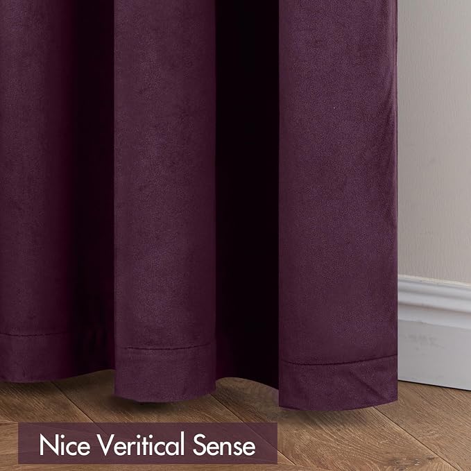 MIULEE Purple Orchid Blackout Velvet Curtains Drapes 96 Inch Long 52"x96" | Luxurious Bedroom Living Room Decor, Room Darkening, Thermal Insulated, Rod Pocket Design, Super Soft Fabric