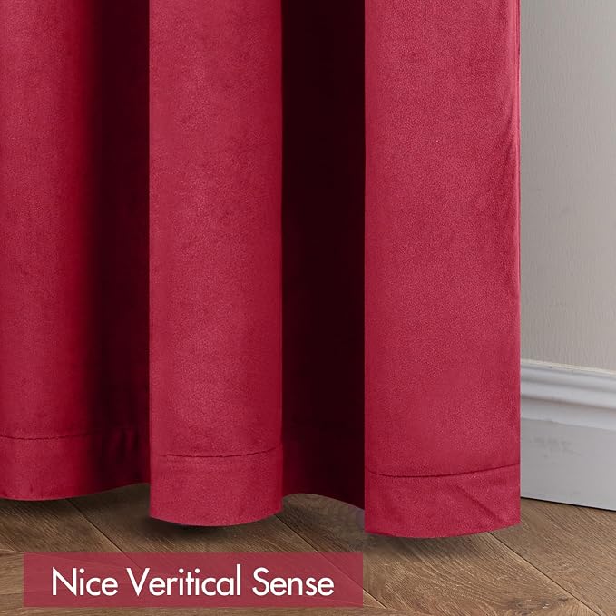 MIULEE Berry Blackout Velvet Curtains Drapes 108 Inch Long 52"x108" Bedroom | Luxurious Bedroom Living Room Decor, Room Darkening, Thermal Insulated, Rod Pocket Design, Super Soft Fabric, Extra Long