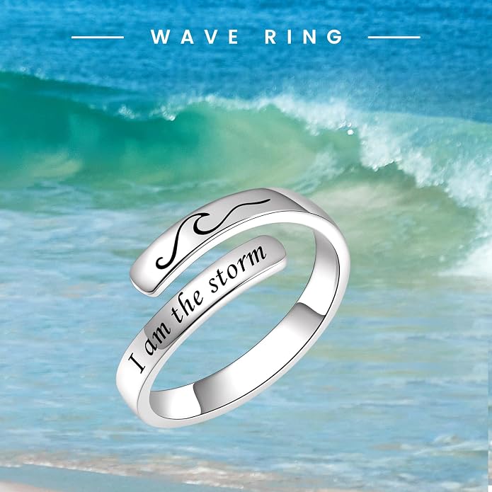 BEILIN 925 Sterling Silver Inspirational Jewelry Rings Adjustable Ring Personality Encouragement Gift for Teens Women