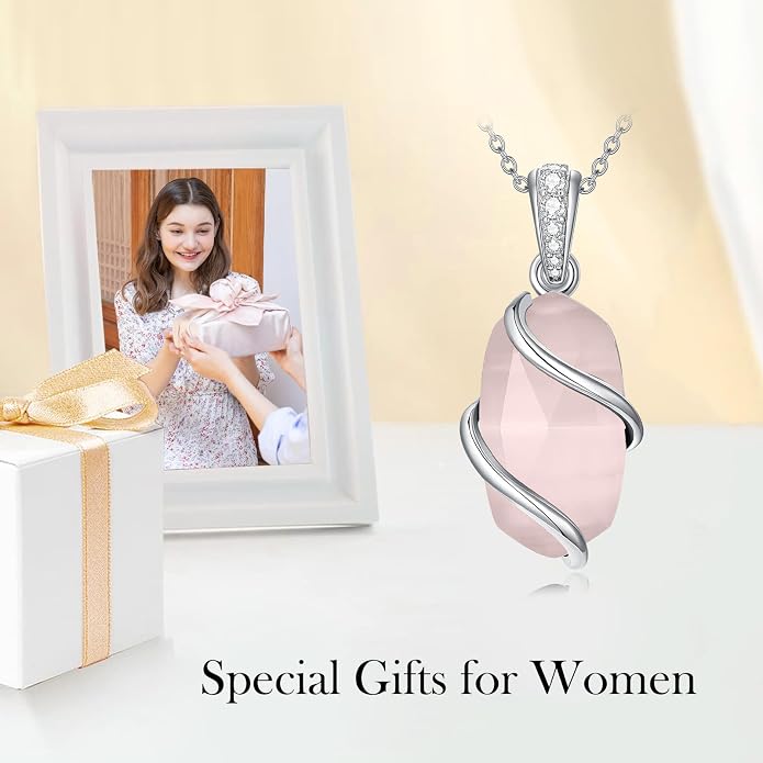 HPQQ Necklace for Women 925 Sterling Silver Dainty Gemstone Pendant Fine Jewelry Birthday Mothers Day Gifts for Mom Wife Her