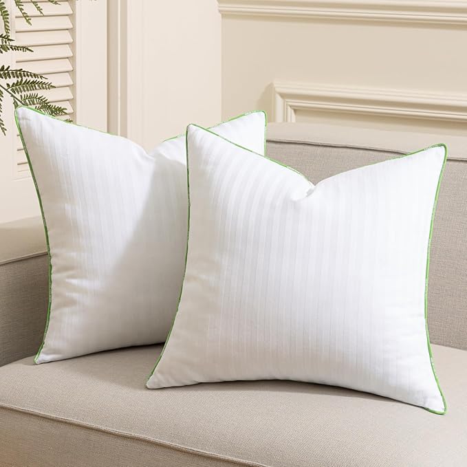 Ashler Home Deco Synthetic Down Pillow Inserts, 28x28 Down Alternative Throw Pillows Insert Sleeping Pillows with 100% Cotton Cover Decorative Pillow Stuffer for Sofa, Couch Bed(Set of 4, White)